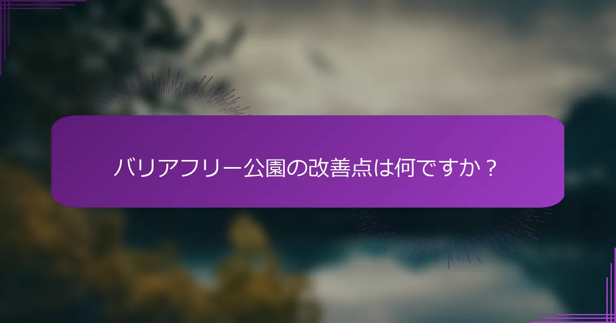 バリアフリー公園の改善点は何ですか？