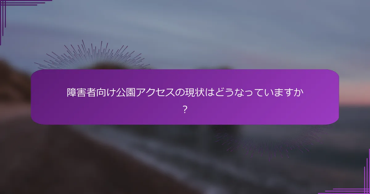 障害者向け公園アクセスの現状はどうなっていますか？