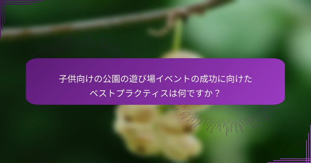 子供向けの公園の遊び場イベントの成功に向けたベストプラクティスは何ですか？