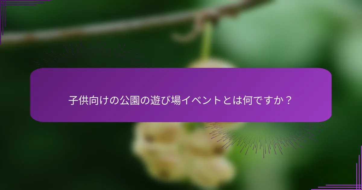 子供向けの公園の遊び場イベントとは何ですか？